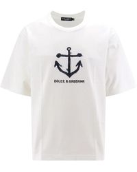 Dolce & Gabbana - T-shirt in cotone con stampa marina - Lyst