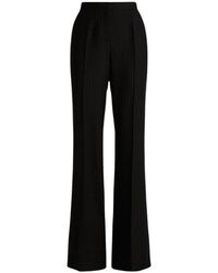 Kiton - Wide-Leg Nadelstreep Gekamde Wollen Broek - Lyst