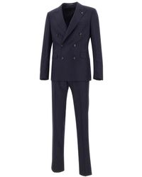 Tagliatore - Kostuums ,Blauw ,Wol Marineblauwe Wollen Pak Jurk - Lyst