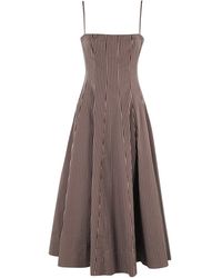 STAUD - Kleedjes ,Bruin ,Katoen Bruine Katoenen Poplin Midi Jurk - Lyst