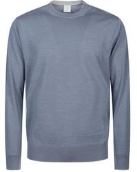 Eleventy - Truien & Vesten ,Blauw ,Wol Double-Neck Sweater - Lyst