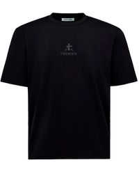 Premiata - Tops ,Zwart ,Katoen Katoenen T-Shirt Met Gelijmde Details En Hot Finish - Lyst