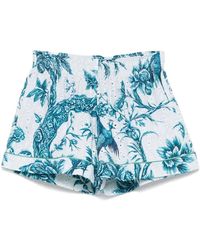 F.R.S For Restless Sleepers - F.R.For Restless Sleepers, ,Korte Broeken ,Blauw ,Blauwe Shorts Met Bloemenprint En Elastische Tailleband - Lyst