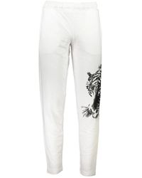 Roberto Cavalli - Broeken ,Wit ,Sportieve Witte Herenbroek Met Elastische Taille - Lyst
