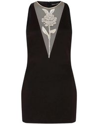 David Koma - Kleedjes ,Zwart ,Polyester Crystal Rose Satin Mini Dress - Lyst