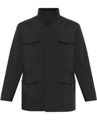 Brioni - Jassen ,Blauw ,Wol Jack Met Opstaande Kraag - Lyst