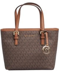 Michael Kors - Jet Set Travel Convertible Carryall Top Zip Logo Tote - Bruin - Lyst