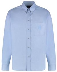 Fendi - Overhemden ,Blauw ,Katoen Oxford Katoenen Overhemd - Lyst