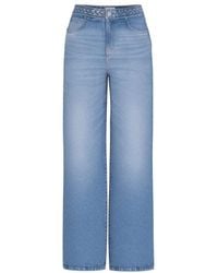 Guess - Geflochtene Denim Wide Leg Jeans - Lyst