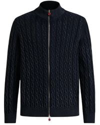 Kiton - Truien & Vesten ,Blauw ,Kasjmier Cashmere Full-Zip Vest - Lyst