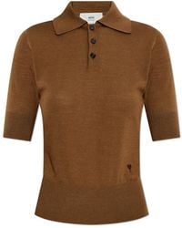 Ami Paris - Tops ,Bruin ,Wol Polo Met Logo - Lyst