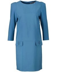 Rinascimento - Hellblaues kleid mit lockerem schnitt und subtilen puffärmeln - Lyst