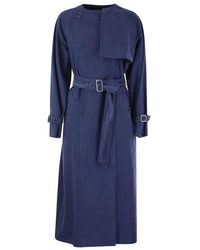 Max Mara - Double breasted canvas trench coat - Lyst