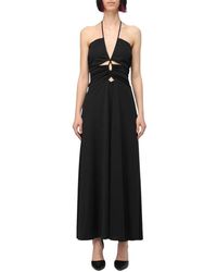 Hanita - Gelb Creme Maxi Halter Kleid - Lyst