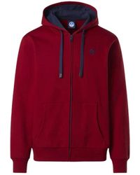 North Sails - Hoodies & Sweatvesten ,Rood ,Katoen Full-Zip Hoodie Met Geborduurd Logo - Lyst