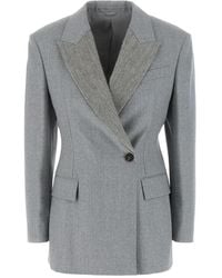 Brunello Cucinelli - Jassen ,Grijs ,Wol Stijlvolle Jassen En Vesten Collectie - Lyst