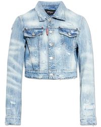 DSquared² - Jassen ,Blauw ,Denim Vintage-Effect Denim Jacket - Lyst