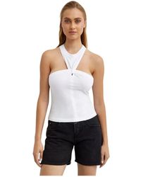 Isabel Marant - Weißes ärmelloses baumwolltop knotendetail - Lyst