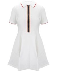 Burberry - Kleedjes ,Wit ,Katoen Korte Mouwen Jurk Met Rits Damesmode - Lyst