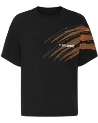 Philipp Plein - Fitness ,Zwart ,Katoen T-Shirt Ronde Hals Ss Scratch - Lyst