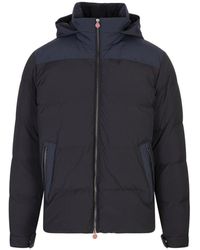 Kiton - Blaue Daunenjacke Mit Woll-Detail - Lyst