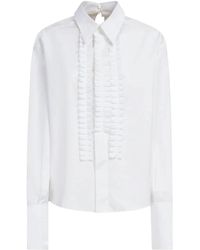 Marni - Klassische hemden,weiße baumwollbluse mit rüschen - Lyst