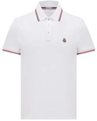 Moncler - Polo Shirt Van Katoenen Piqué Met Driekleurige Bies - Lyst