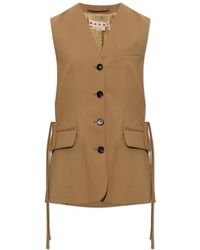 Marni - Jassen ,Bruin ,Wol Wolvest Met Diepe Zijsplitten - Lyst