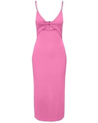 ONLY - Kleedjes ,Roze ,Fuchsia Roze One-Shoulder Jurk - Lyst