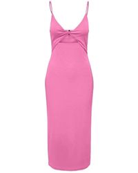 ONLY - Kleedjes ,Roze ,Fuchsia Roze One-Shoulder Jurk - Lyst