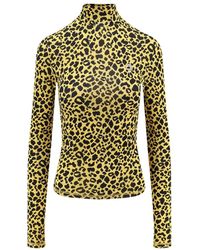 Coperni - Tops ,Veelkleurig ,Logo Print Coltrui Lange Mouw Top - Lyst