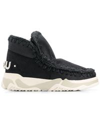 Mou - Schwarze wildleder stiefeletten mit strass - Lyst