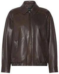 Weekend by Maxmara - Jassen ,Bruin ,Leer Washed Nappa Bomberjack - Lyst
