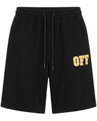 Off-White c/o Virgil Abloh - Korte Broeken ,Zwart ,Katoen Katoenen Shorts Met Verstelbaar Trekkoord - Lyst