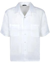 Herno - Overhemden ,Wit ,Linnen Linnen Bowling Shirt - Lyst