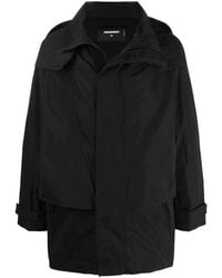 DSquared² - Jassen ,Zwart ,Nylon Windbreaker Jas Met Capuchon En Logo - Lyst