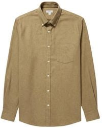 Sunspel - Overhemden ,Groen ,Katoen Button Down Flanellen Overhemd - Lyst