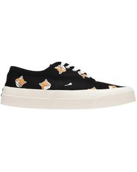 Maison Kitsuné - All over fox head sneakers in black canvas - Lyst