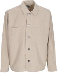 Obey - Jassen ,Grijs ,Linnen Utility Overhemd Jas Havermeel Lange Mouw - Lyst