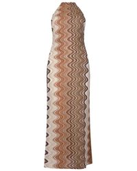 MC2 Saint Barth - Kleedjes ,Bruin ,Katoen Tony Sea Wave Long Dress - Lyst