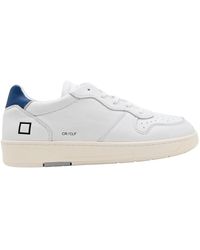 Date - Court calf sneakers bianco bluette - Lyst