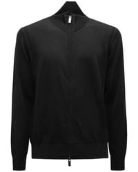 Paolo Pecora - Woll-Cardigan Mit Reißverschluss Schwarz - Lyst