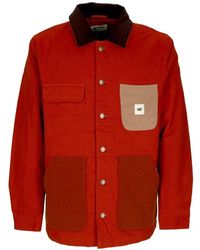 Caterpillar - Jassen ,Rood ,Katoen Canvas Werkjas Rood Fluweel Kraag - Lyst