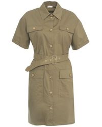 Liu Jo - Grünes Hemdkleid Mit Taillengürtel - Lyst