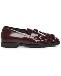 Pinko - Rode Leren Platte Schoenen - Lyst