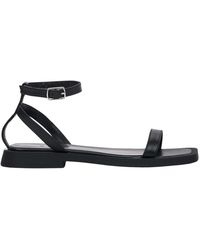 ESTRO - Schoenen ,Zwart ,Leer Velours Sandalen Met Platte Zool En Dunne Bandjes - Lyst