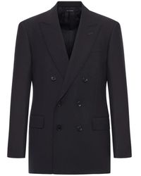 Tom Ford - Jassen ,Zwart ,Wol Double-Breasted Wollen Blazer - Lyst