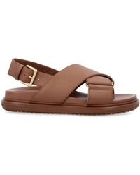 Marni - Sandalias Con Plantilla De Cuero Bajo Monocolor, Mujer, Talla - Lyst