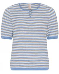 Skovhuus - Blaue Knopfbluse Kurzarm - Lyst