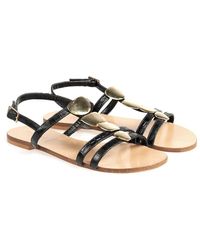 Baldinini - Leder-Sandalen mit rundem Zehenbereich und dekorativer Applikation - Lyst